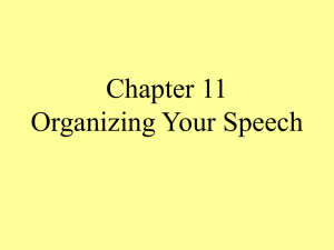 Chapter 11 Organizing Your Speech
