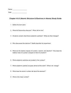 Chapter 4 & 5 (Atomic Structure & Electrons in Atoms) Study Guide