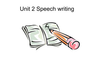 Unit 2 Speech writing - Language Arts West Junior High