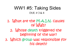 WW1#5: Taking Sides