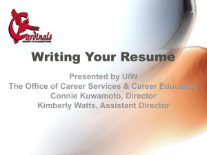 Writing Your Resume - University of the Incarnate Word