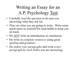 Writing an Essay for an A.P. Psychology Test