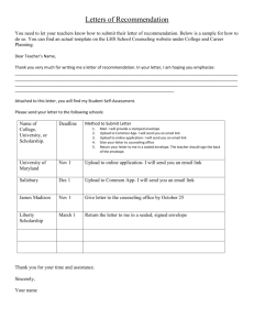 Student Self Assessment and Letters of Recommendation Forms
