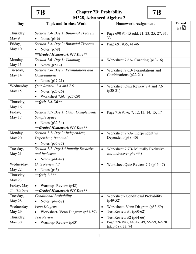 Chapter 22- Probability - Schaumburg High School Intended For Probability Worksheet High School