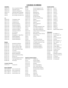 course numbers