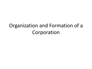 Organization and Formation of a Corporation