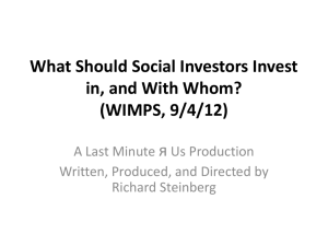 What Should Social Investors Invest in, and With Whom? (WIMPS, 9