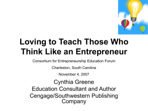 Loving to Teach Those Who Think Like an Entrepreneur