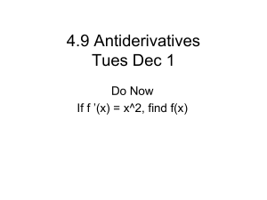 4.1 Antiderivatives Thurs Jan 27