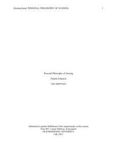 Personal Philosophy of Nursing - Pamela A. Johnston, RN/BSN