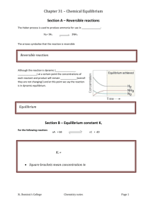 Chapter 31 * Chemical Equilibrium