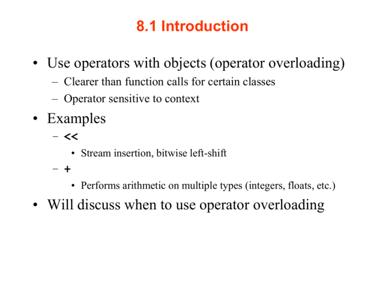 Chapter 8 - Operator Overloading