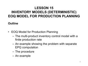 EOQ Model for Production Planning