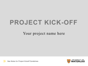 Project Kick-off - University of Waterloo
