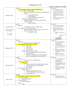 Language Arts 3A Week #11: October 19