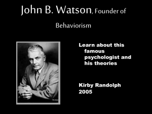 John B. Watson, Founder of Behaviorism