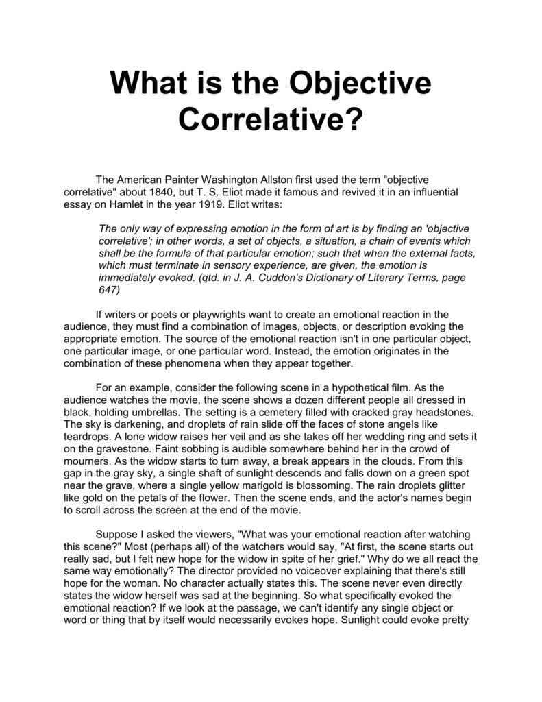what is objective correlative essay