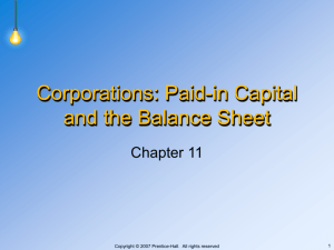 Paid-in Capital and the Balance Sheet