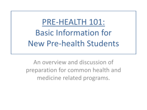 Pre-Health 101 group sessions Powerpoint