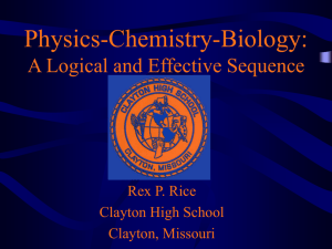 Physics-Chemistry-Biology A Logical and Effective Sequence