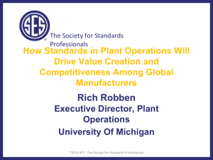 How Standards in Plant Operations Will Drive Value Creation and