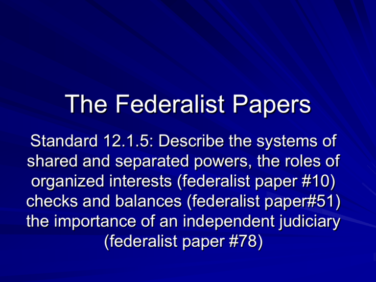 federalist papers definition