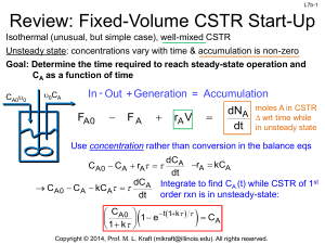 Pressure drop, CSTR start up, and semibatch reactor examples