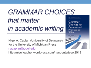 Grammar CHOICES - Nigel "Teacher" Caplan