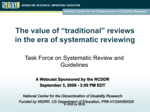 Systematic reviews and - National Center for the Dissemination of