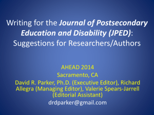 Writing for JPED: Suggestions for Researchers/Authors