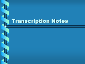 Transcription/ Translation Notes