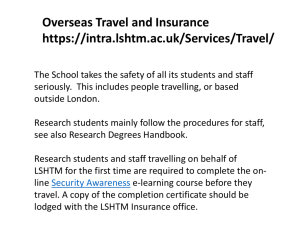 Overseas Travel - London School of Hygiene & Tropical Medicine