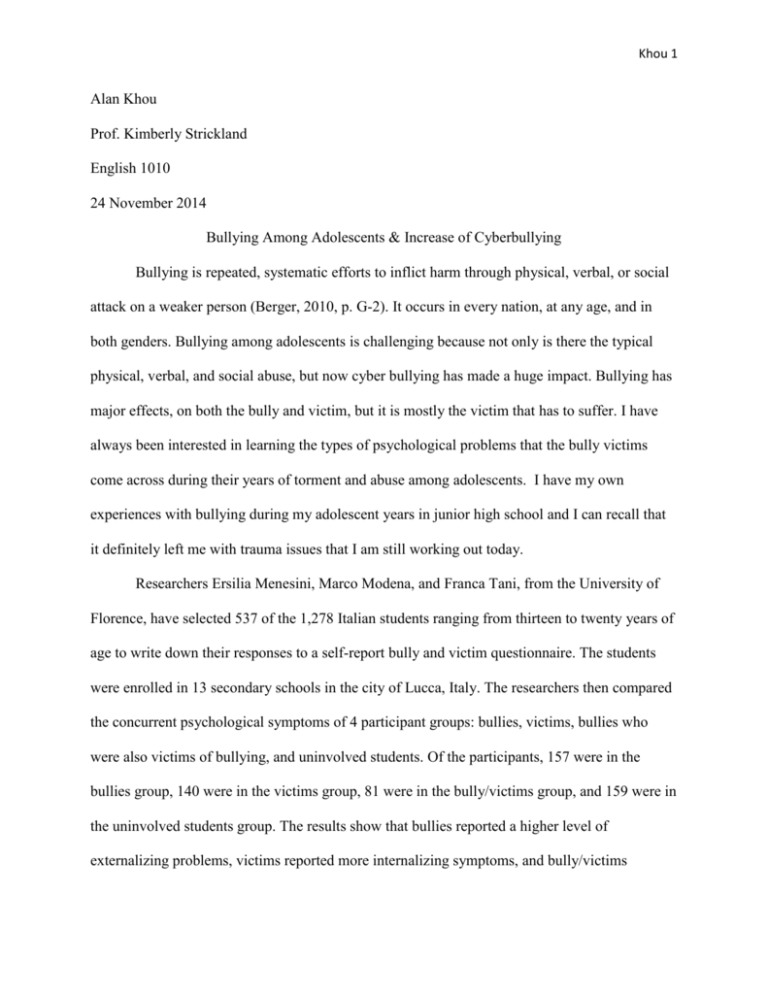 bullying research paper pdf