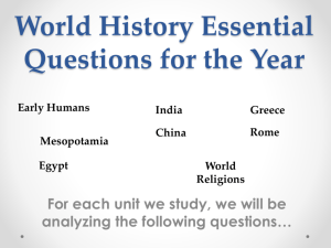 World History Essential Questions for the Year
