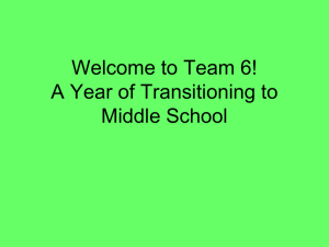 Welcome to Team 6! A Year of Transitioning to Middle School