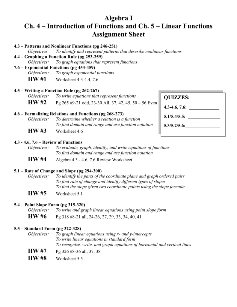 HW #5 With  Writing A Function Rule Worksheet