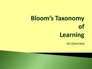 Bloom's Taxonomy of Learning - Northern Michigan University