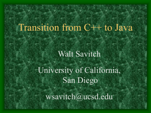 Transition from C++ to Java - Computer Science and Engineering