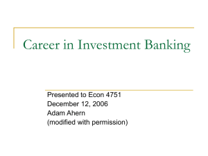 Career in Investment Banking - the School of Economics and Finance