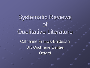 Systematic Reviews of Qualitative Literature