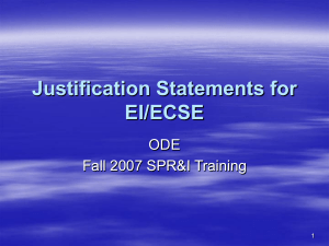 Justification Statements for EI/ECSE