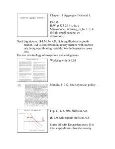 Chapter 11 Aggregate Demand, I. IS-LM H.W. p 325