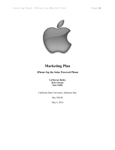 Running Head: iPhone 5sp Market Plan