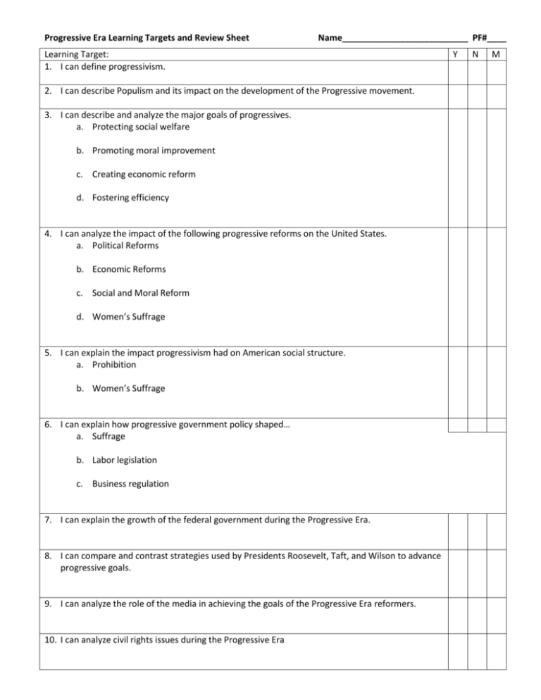 progressive-era-learning-targets