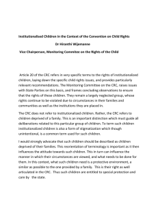 Institutionalised Children in the Context of the