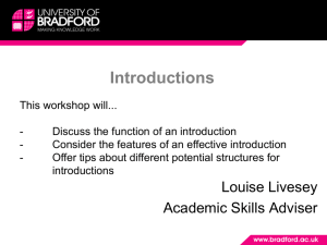 Introductions - University of Bradford