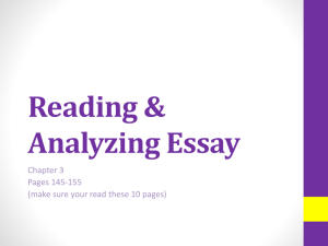 Reading & Analyzing Essay