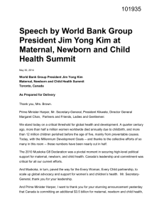 Speech by World Bank Group President Jim Yong Kim at Maternal