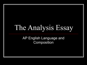 The Analysis Essay