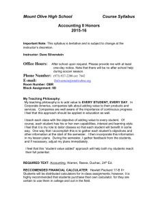 Accounting II Syllabus - Mount Olive Township School District